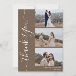 Einfach Elegant Modernes Skript 6 Fotos Hochzeit Dankeskarte