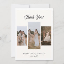 Einfach Elegant Modernes Skript 6 Fotos Hochzeit Dankeskarte