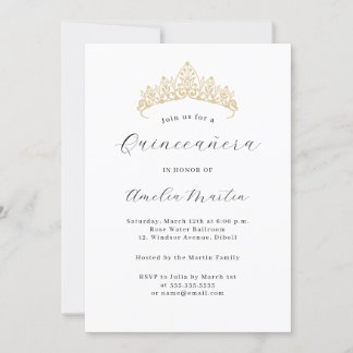 Einfach Elegant Modernes Tiara Quinceanera Einladung