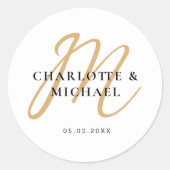 Einfach, elegant, monogram  runder aufkleber (Vorderseite)