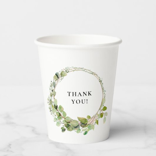 Einfach, elegant, monogramm Eukalyptus weddi Stick Pappbecher (Rückseite)