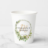 Einfach, elegant, monogramm Eukalyptus weddi Stick Pappbecher (Vorderseite)