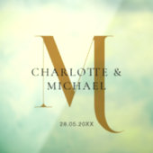 Einfach, elegant, Monogramm, Hochzeit Fensteraufkleber (Blatt 3)