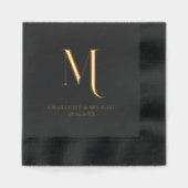 Einfach, elegant, Monogramm, Hochzeit Servietten Mit Folie (Vorderseite)