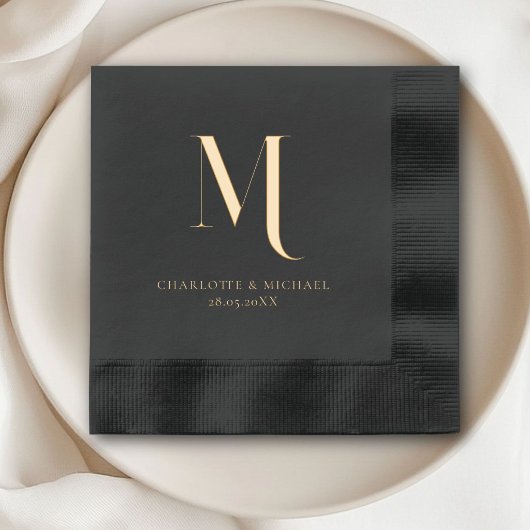 Einfach, elegant, Monogramm, Hochzeit Servietten Mit Folie