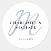 Einfach, elegant, Monogramm Runder Aufkleber (Vorderseite)