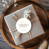 Einfach, elegant, Monogramm Runder Aufkleber