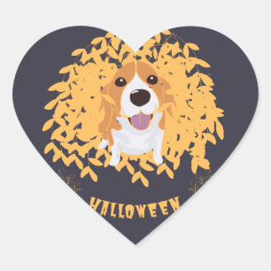 Einfach elegant Niedlich mein Hund und Halloween Herz-Aufkleber