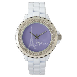 Einfach Elegant Paris Eiffel Tower Lavender Armbanduhr