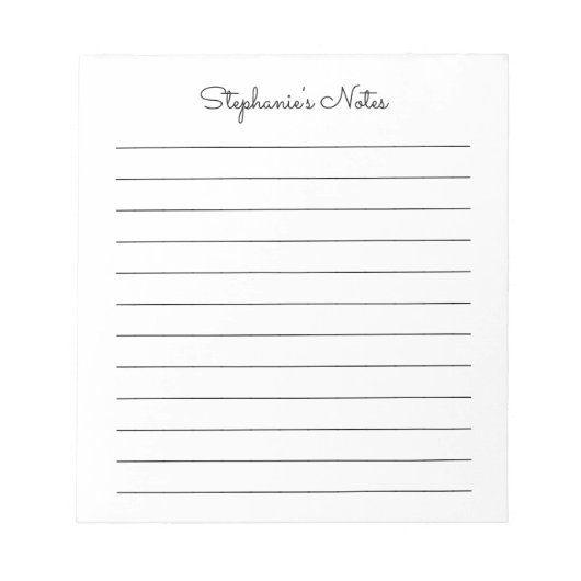 Einfach elegant Personalisiert Notizblock (Vorderseite)