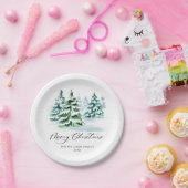 Einfach Elegant Pine Tree Weihnachtsgrüße Pappteller (Party)
