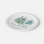 Einfach Elegant Pine Tree Weihnachtsgrüße Pappteller (Schrägansicht)