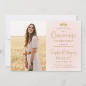 Einfach Elegant Quinceañera 2 Foto Blush und Gold Save The Date (Rückseite)