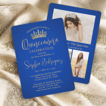 Einfach Elegant Quinceañera 3 Foto Royal Blue Gold