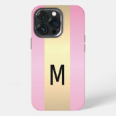 Einfach elegant rosa Metallic mit Monogramm iPhone Hülle (Hinten)