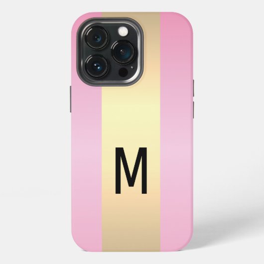 Einfach elegant rosa Metallic mit Monogramm iPhone Hülle (Hinten)