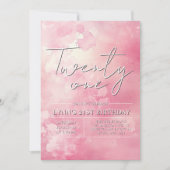 Einfach & elegant Rosa Party 21. Geburtstag Einladung (Vorderseite)