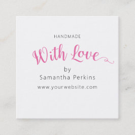Einfach, elegant rosa und weiß, handgefertigt mit  quadratische visitenkarte