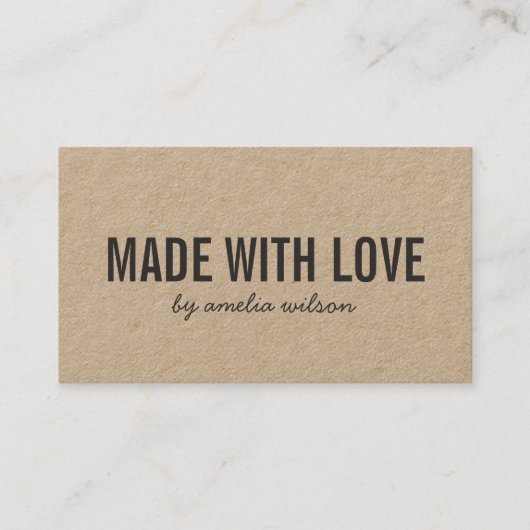 Einfach elegant Rustikal Made with Liebe Kraft Visitenkarte (Vorderseite)