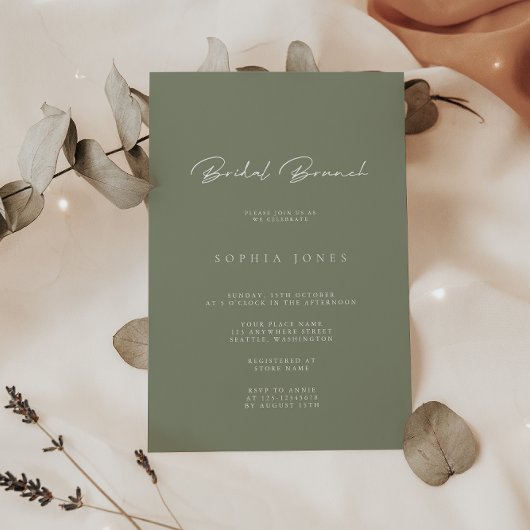 Einfach Elegant Sage Green Bridal Brunch Einladung