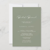 Einfach Elegant Sage Green Bridal Brunch Einladung (Vorderseite)