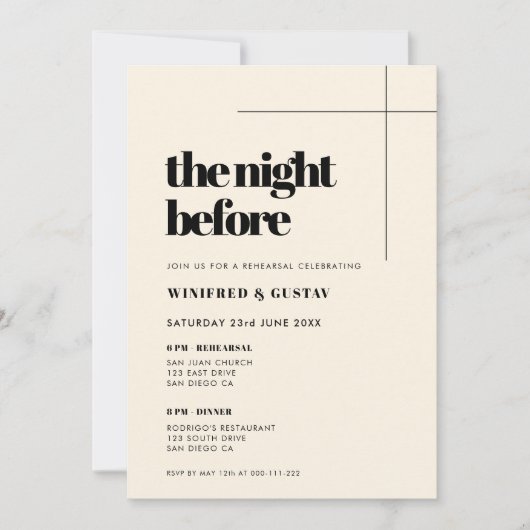 Einfach elegant & schick The Night Before Probe Einladung (Vorderseite)