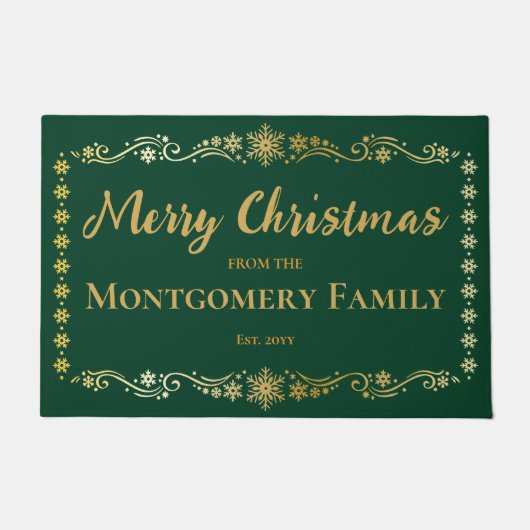 Einfach elegant Schneeflocken Frohe Weihnachtsname Fußmatte (Vorderseite)