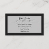 Einfach elegant Schwarz und Grau alt Visitenkarte (Rückseite)