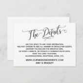 Einfach, elegant Schwarz und Weiß "Die Details" Begleitkarte (Vorne/Hinten)