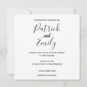 Einfach elegant Schwarz und Weiß Einladung (Rückseite)