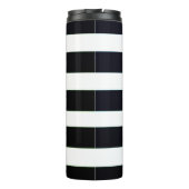 Einfach elegant, schwarz und weiß gestreift thermosbecher (Rückseite)
