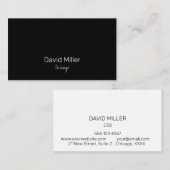 Einfach elegant Schwarz Visitenkarte (Vorne/Hinten)