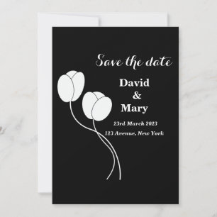 Einfach elegant Schwarz-Weiß-Blüte Save The Date