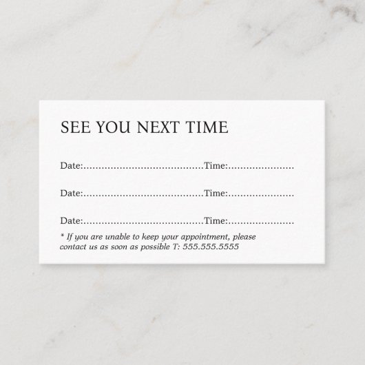 Einfach elegant Schwarz-weiß kühl Terminkarte (Vorderseite)