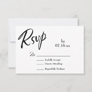 Einfach, Elegant, Schwarz-Weiß-RSVP-Typografie RSVP Karte