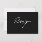 Einfach elegant Schwarz-Weiß-Text Hochzeit RSVP (Rückseite)
