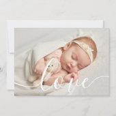 Einfach Elegant Script Liebe Baby Foto Birth Ankündigung (Vorderseite)