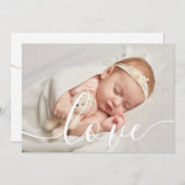 Einfach Elegant Script Liebe Baby Foto Birth Ankündigung (Vorne/Hinten)