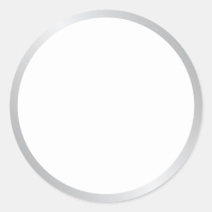 Einfach elegant Silber und Weiß Runder Aufkleber
