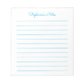 Einfach elegant Sky Blue Lined Personalisiert Note Notizblock (Vorderseite)