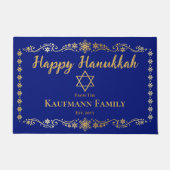 Einfach Elegant Snowflakes Happy Hanukkah Name Fußmatte (Vorderseite)