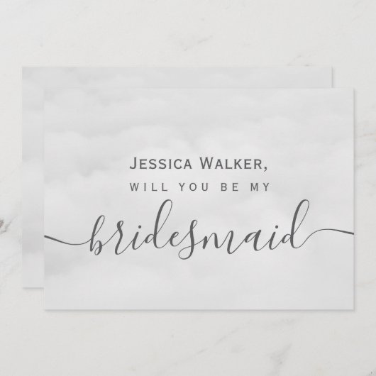 Einfach Elegant Soft Cloud meine Brautjungfrau Einladung (Vorne/Hinten)