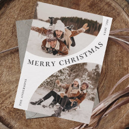 Einfach Elegant Stilvoll 3 FOTO Weihnachts QR-Code Feiertagskarte