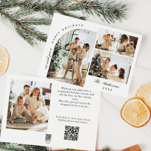 Einfach Elegant Stilvoll 5 FOTO Weihnachts QR-Code Feiertagskarte
