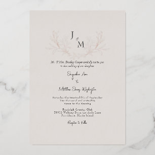Einfach Elegant Taupe Foliage Wedding Rose Gold Folieneinladung