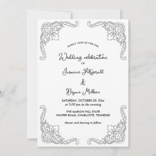 Einfach elegant Vintag Geblüht Hochzeit Einladung