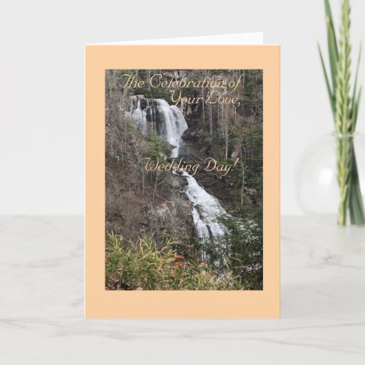 Einfach elegant, Wasserfall-Landschaft, Hochzeitsk Karte (Vorderseite)