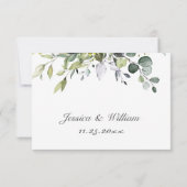 Einfach Elegant Watercolor Eukalyptus Wedding RSVP Karte (Rückseite)