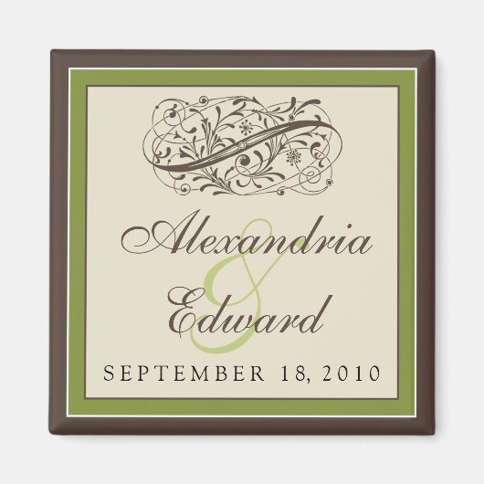 Einfach Elegant Wedding Fvor Magnet: olivgrün Magnet (Vorne)