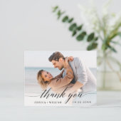 Einfach Elegant Wedding Hearts Foto Vielen Dank Postkarte (Stehend Vorderseite)